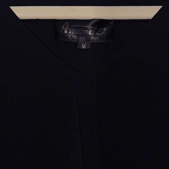 Amanda Womens Chiffon Midi Dress Sleeveless Scoop Neck Black Medium - Picture 3 of 9